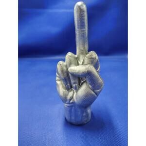 7 inch hand gesture sculpture, hand with finger gesture, silver (Hm038)